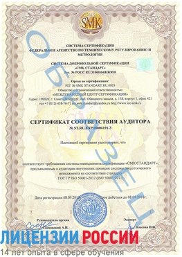 Образец сертификата соответствия аудитора №ST.RU.EXP.00006191-3 Уссурийск Сертификат ISO 50001